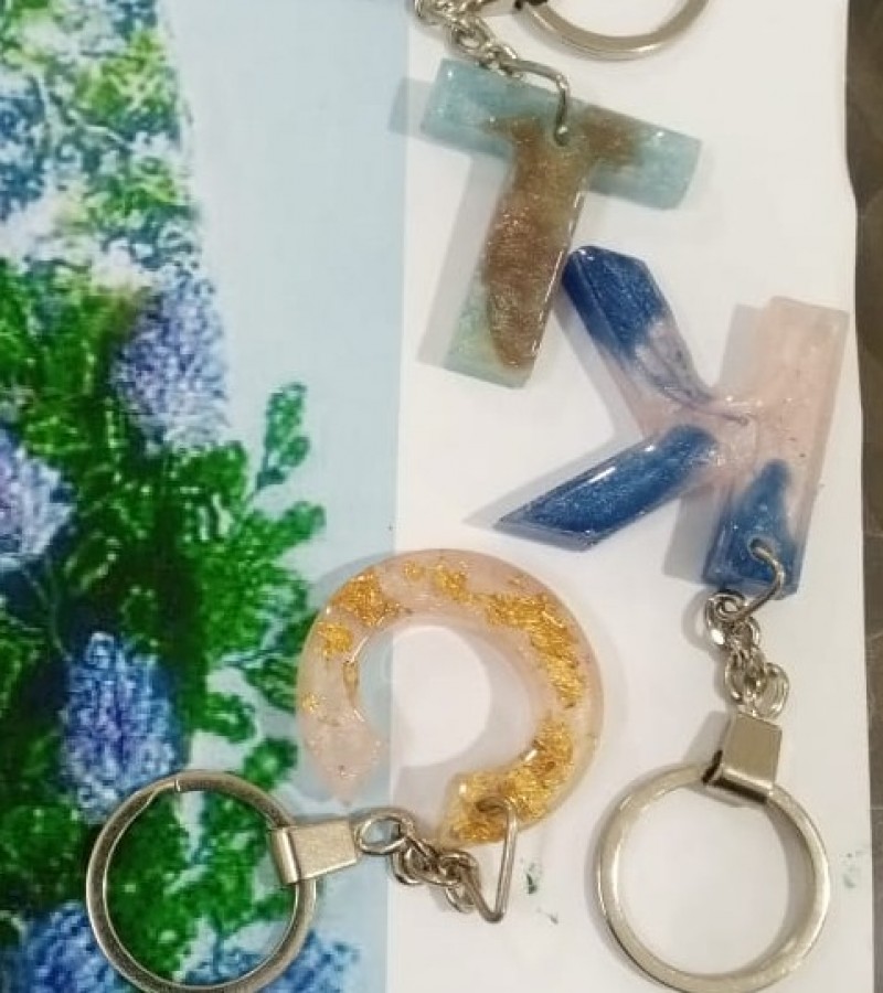 Resin  and Acrylic Letter Keychains .